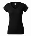 162_01 czarna koszulka damska w serek krótki rękaw Model Fit Malfini.webp