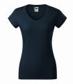 162_02 granatowa koszulka damska w serek krótki rekaw Model Fit Malfini.webp