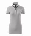 257_a4 silver grey koszulka polo damska krótki rękaw kontrastowe paski Collar up 256.webp