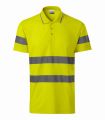 2v9_97 fluorescencyjny żółty koszulka polo unisex krótki rękaw paski odblaskowe HV Runway 2V9.webp