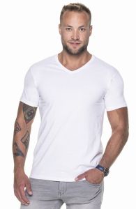 T-shirt męski w serek koszulka v-neck 22155 Promostars