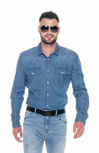 Koszula męska z długim rękawem WESTERN SLIM 95600 Crimson Cut Promostars